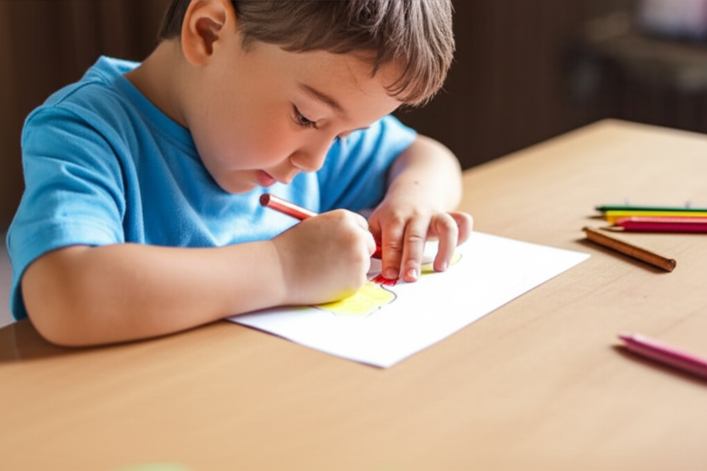 Criança colorindo um livro personalizado