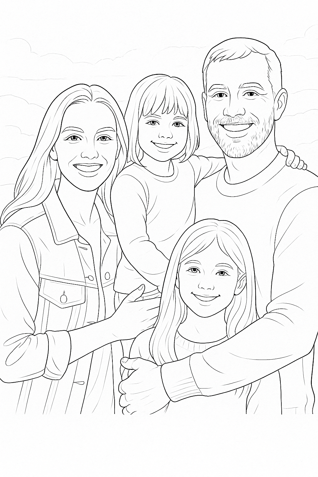 Desenho para colorir - Retrato de Família