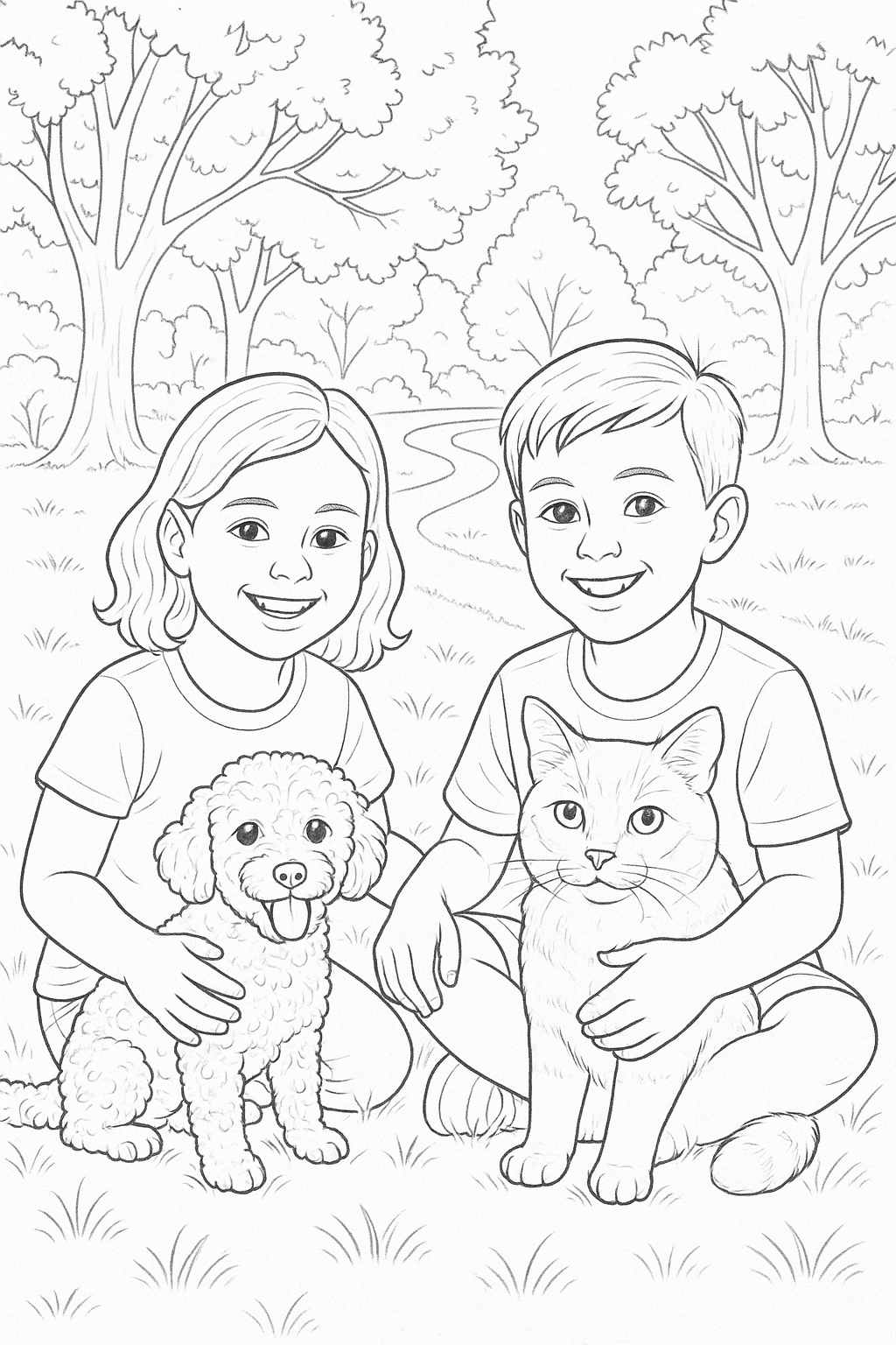 Desenho para colorir - Passeio no Parque