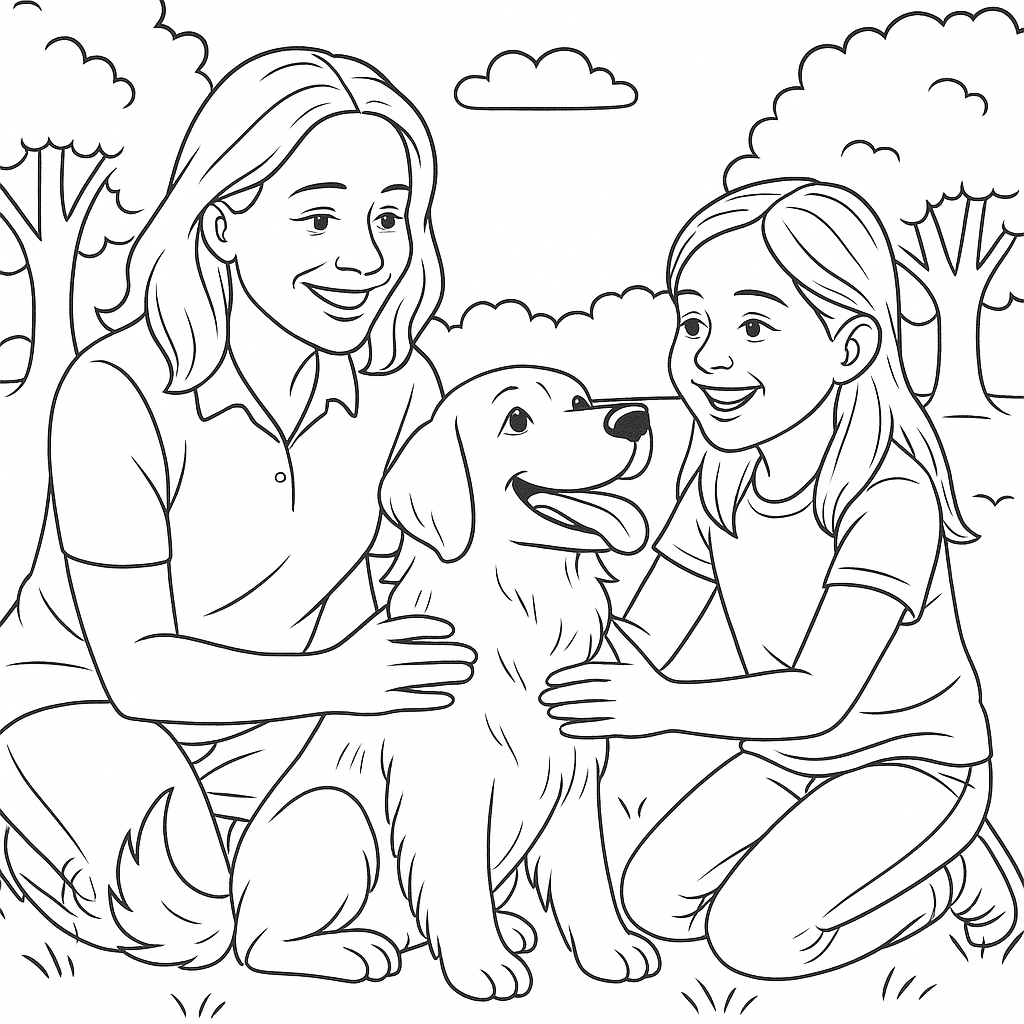 Desenho para colorir - Crianças e Pets