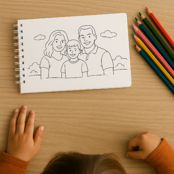 Livro de colorir personalizado com lápis de cor
